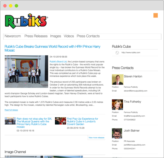 ResponseSource Branded Newsroom homepage